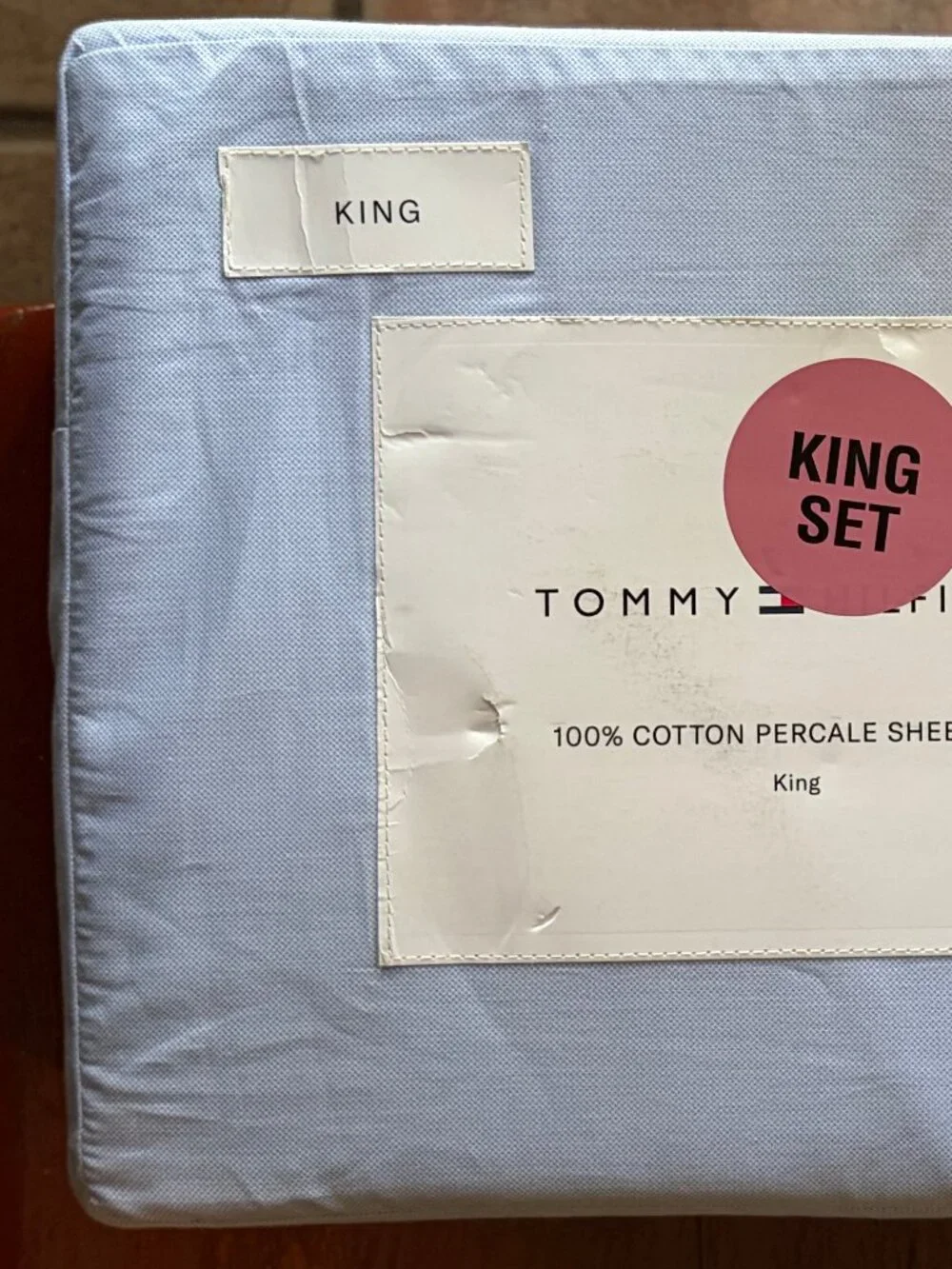 Tommy Hilfiger Blue Chambray King Size Cotton Sheet Set (CHRISTOPHER TEXTURE)